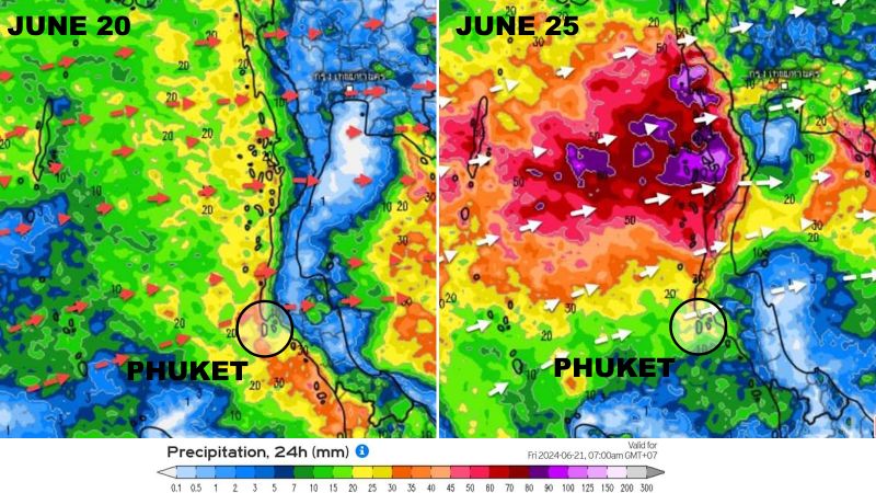 Синоптики обещают Пхукету дожди с угрозой наводнений до 25 июня